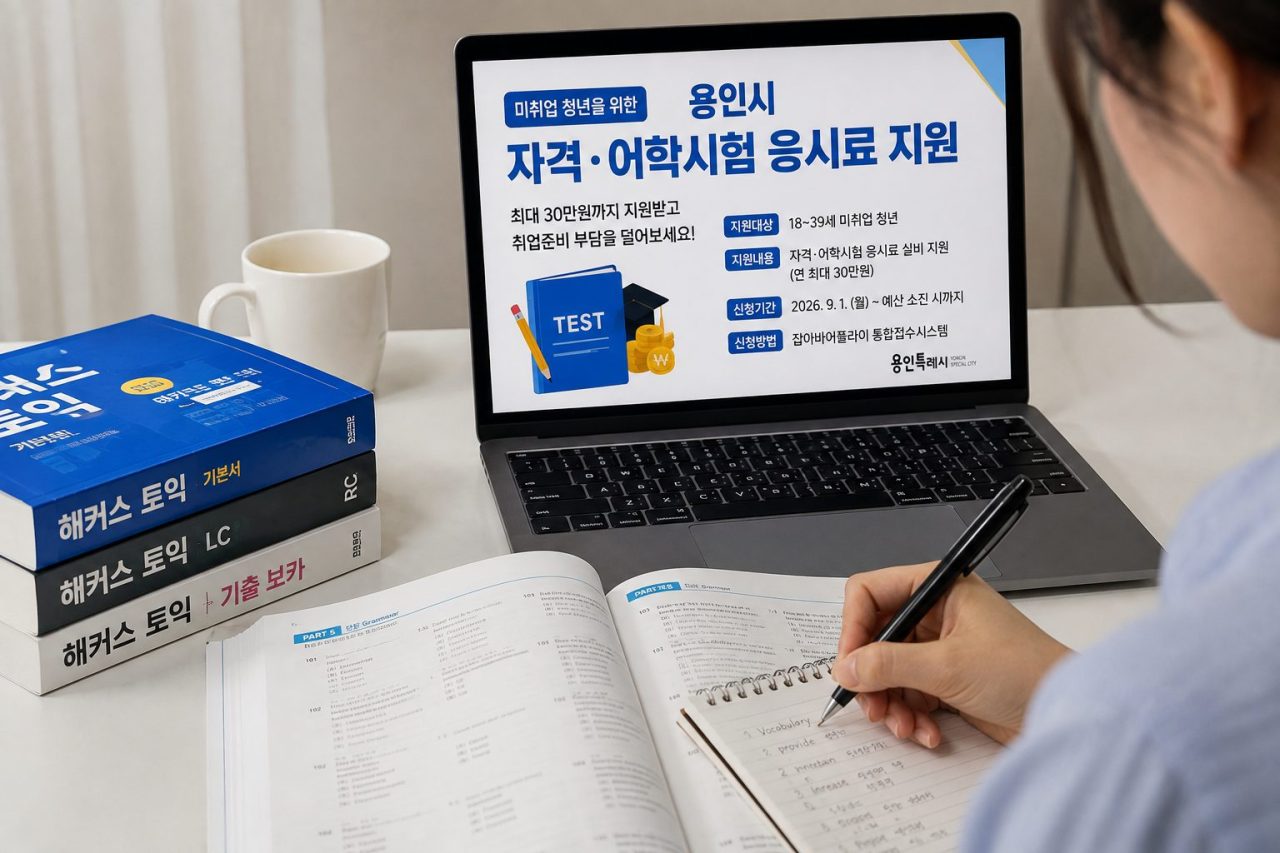 용인시, 미취업 청년 자격·어학시험 응시료 최대 30만원 지원