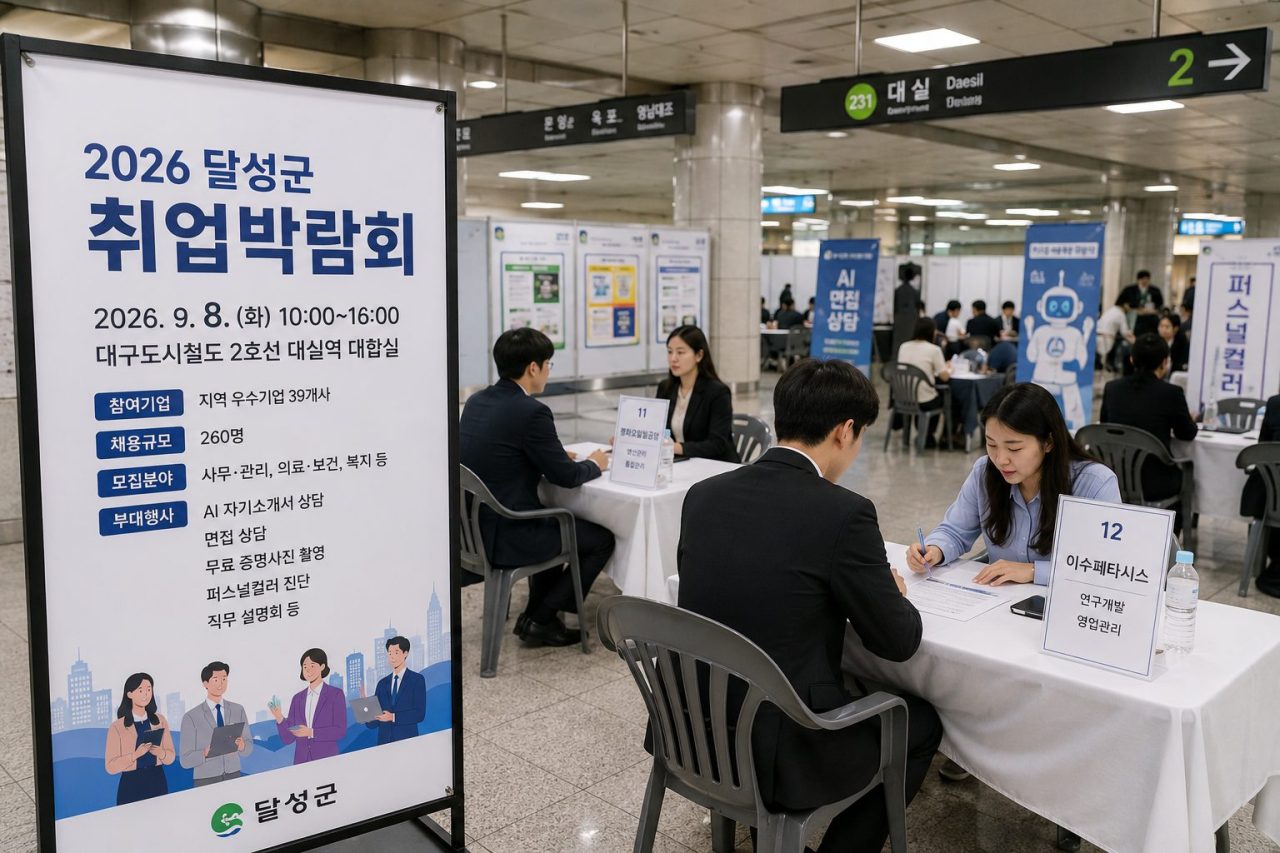 대구 달성군, 8일 대실역서 취업박람회 개최